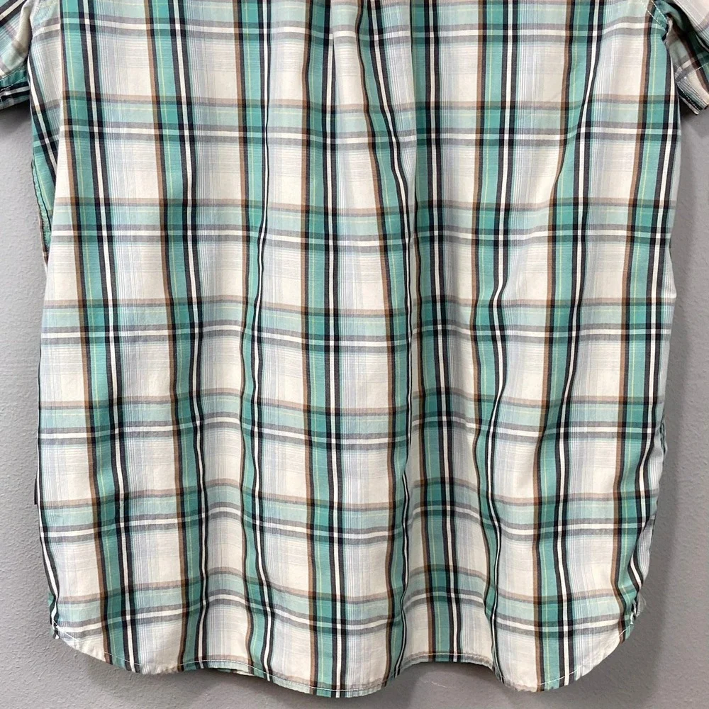 The North Face Mens Plaid Short Sleeve Button Up‎ Shirt Size L Blue Check Casual